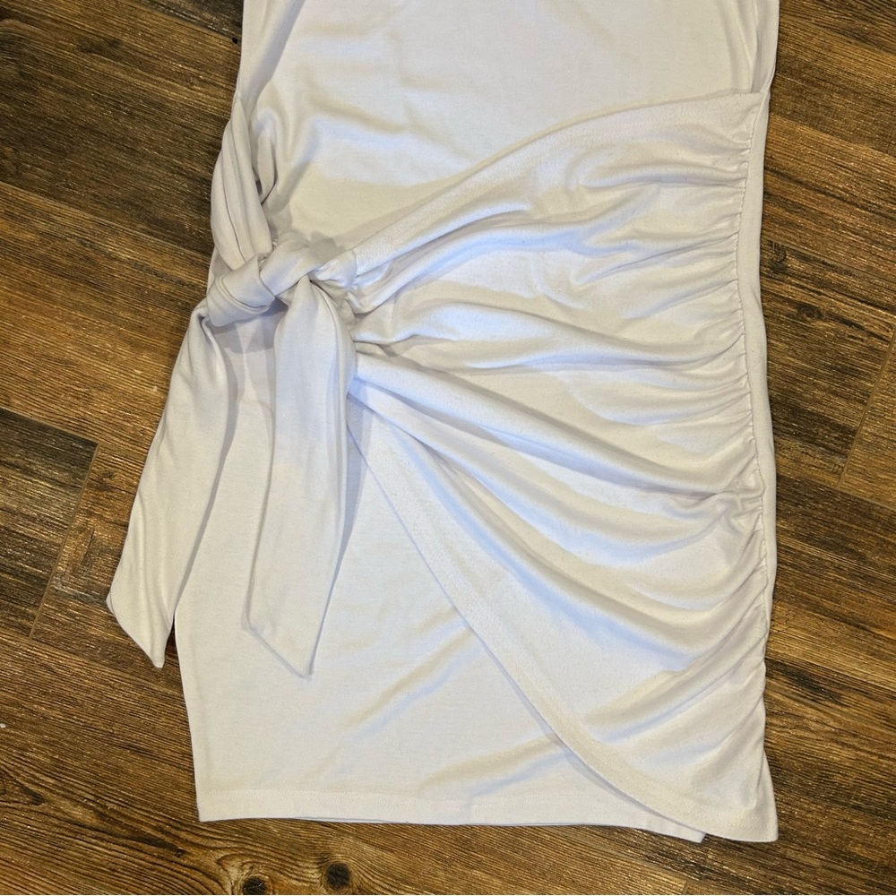 Liyo HonWhite Ruched Side Tie Mini Dress | Size M - Picture 2 of 7